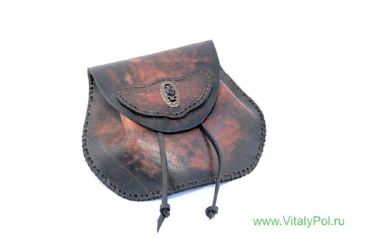 Поясная сумка (на ремень) в "Ковбойском стиле". Терракотово-коричневая.